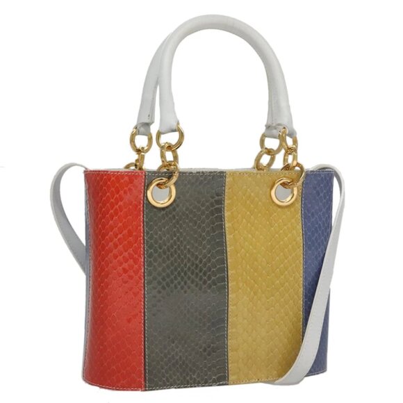 Salvatore Ferragamo Gancini Embossing Bag Leather 2way Multicolor Auth 109792V - Picture 1 of 15